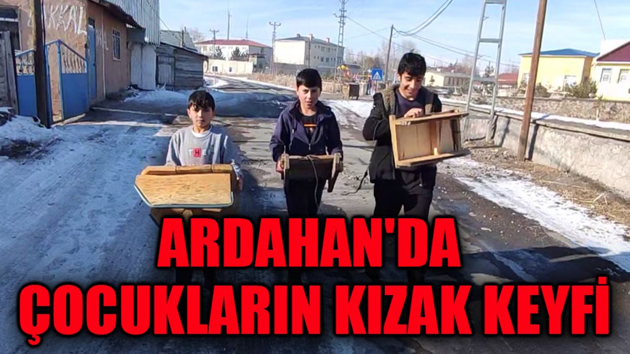 Ardahan'da çocukların kızak keyfi