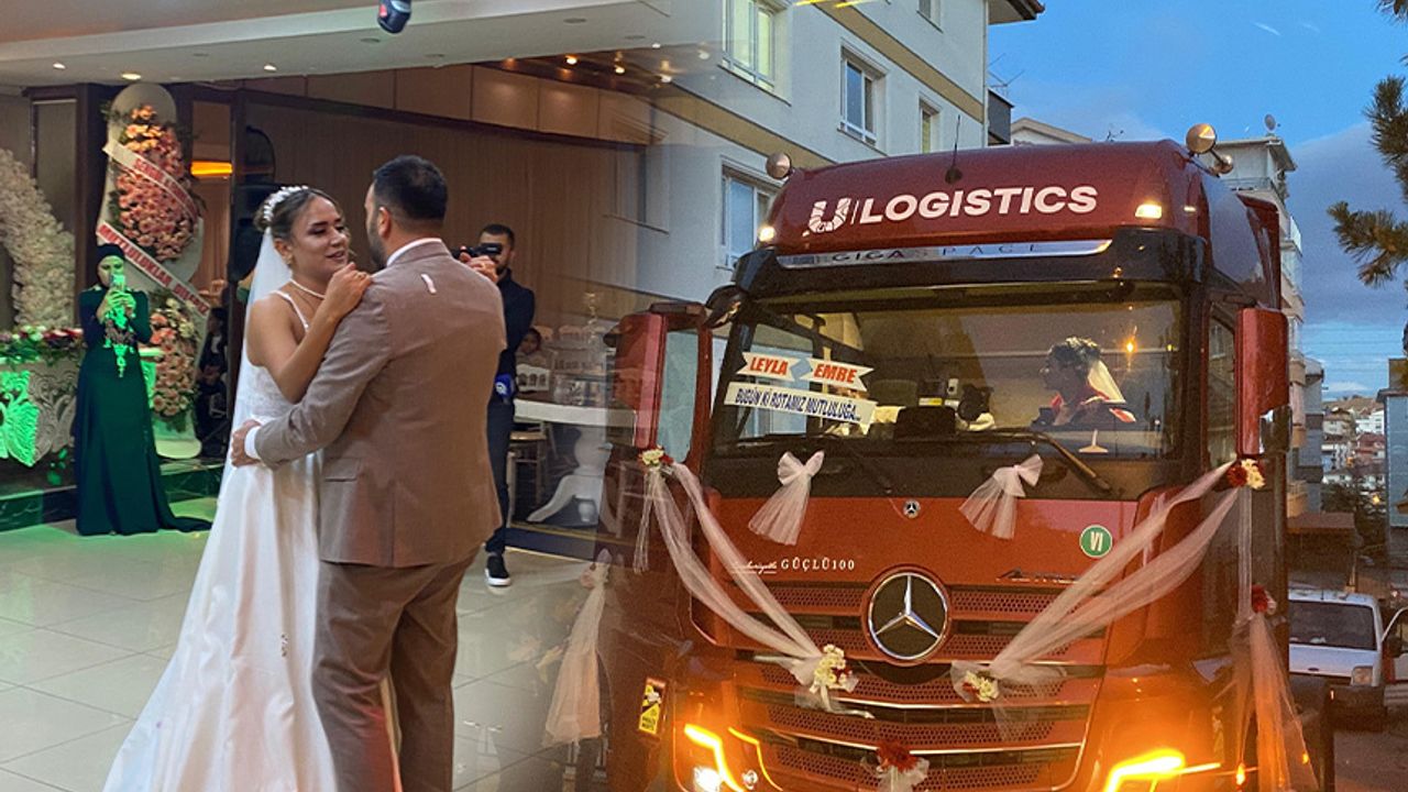 Kadın tır şoförü ekmek teknesini gelin arabası yaptı!