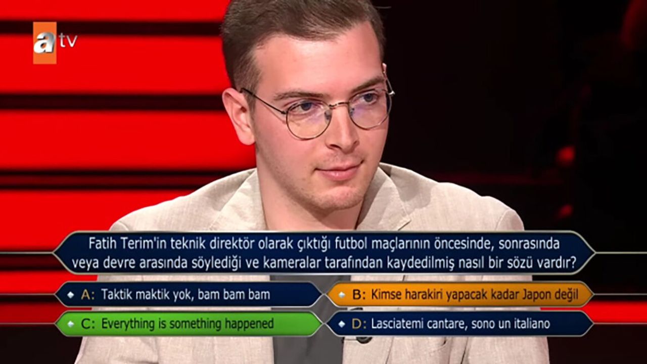‘Kim Milyoner Olmak İster’de Fatih Terim sorusu: Yarışmacı 200 bin TL’yi elinden kaçırdı