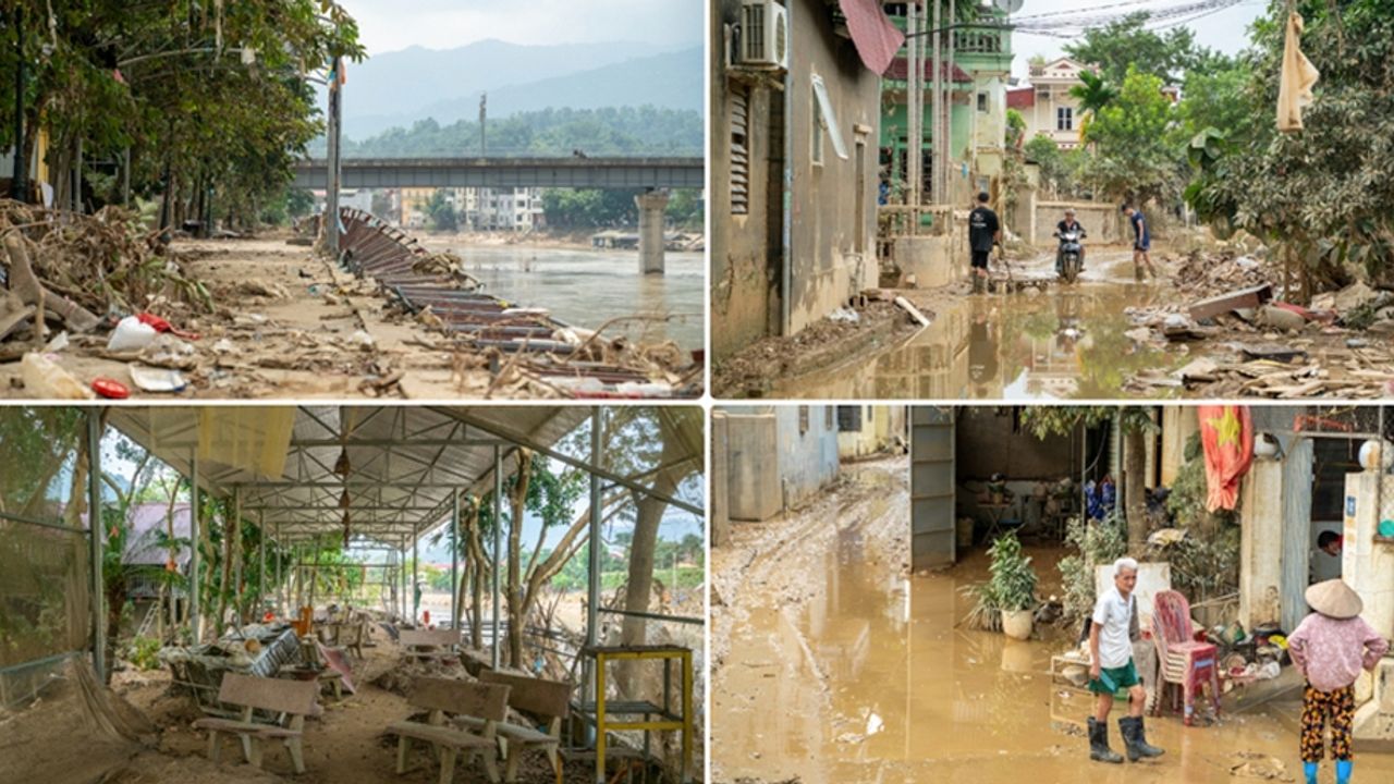 Şiddetli yağışların etkili olduğu Vietnam'da evler ve tarım arazileri sular altında kaldı