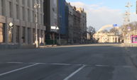 Kiev'de cadde ve sokakların boş kaldığı gözlendi.