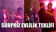 Gaziosmanpaşa'da meşaleli ve havai fişekli sürpriz evlilik teklifi