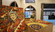 Gaziantep'te mozaik sanatçısı baharatları sanata dönüştürdü