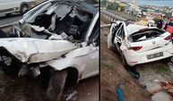 Feci kaza: Otomobil paramparça oldu, sürücü altına sıkıştı
