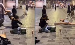 Taksim'de ilginç olay! Twerk yaptı yetmedi spagat açtı