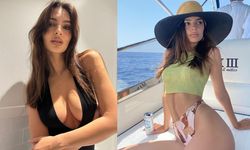 Emily Ratajkowski komple transparan! Gülle sansürledi