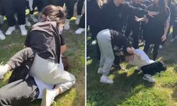 Liseli kızlar saç saça, baş başa kavga etti! Arkadaşları izledi!