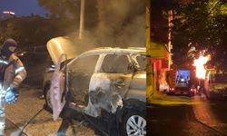 Ataşehir'de korku dolu anlar! Park halindeki araç kundaklandı