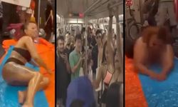 Metrodaki çılgın havuz partisi! Litrelerce alkol tüketip dans ettiler