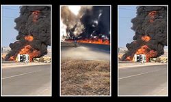 Adıyaman' da korkunç kaza! Akaryakıt yüklü tanker alev alev yandı