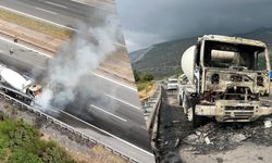 Seyir halindeki beton mikseri cayır cayır yandı!