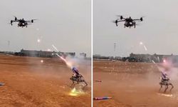 Dron ile robotun kavgası sosyal medyanın gündemine oturdu!