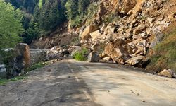 Giresun'da heyelan: Yol kapandı