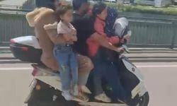 5 kişilik ailenin tehlikeli motosiklet yolculuğu kamerada!