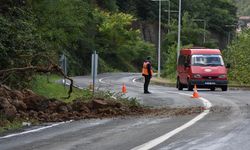 Trabzon'da toprak kayması nedeniyle Sera Gölü yolunda ulaşım kontrollü sağlanıyor
