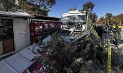 Malatya'da freni arızalanan kamyon 7 konteyner iş yerine çarptı