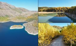 Nemrut Krater Gölü'nün çevresi sonbahar renklerine büründü