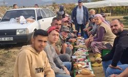 Üzüm alıcısından işçilere ziyafet