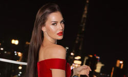 Fahriye Evcen kırmızı elbisesiyle Dubai’yi ateşe verdi: Tüm gözler ondaydı!