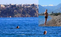 Türkiye karla mücadele ederken Antalya'da deniz keyfi yaptılar