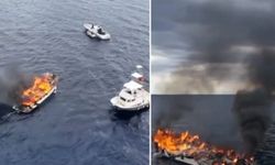 Kaş'ta korku dolu anlar: Yelkenli yat alevlere teslim