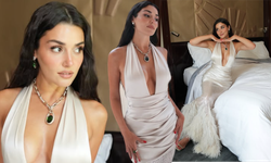 Paris'te tüm gözler Hande Erçel'deydi! Fildişi rengi elbise, zümrüt kolye... Gala stiline övgü yağdı