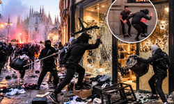Milano'da yağmaya karşı tek başına direndi! Maskeli grupların karşısına sopayla çıktı