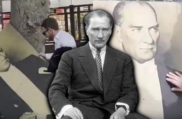 İstanbul'a Atatürk portresi bırakıldı, vatandaşların tepkisi göz doldurdu
