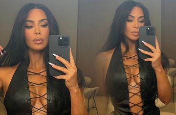 Kim Kardashian'dan olay yaratan kıyafet Üstü yarı altı ayrı olay...