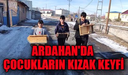 Ardahan'da çocukların kızak keyfi