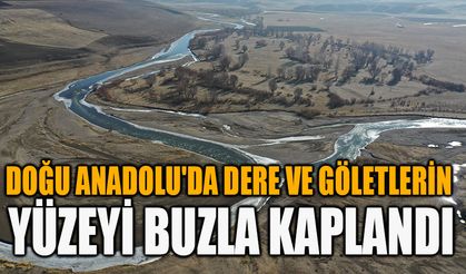 Doğu Anadolu'da dere ve göletlerin yüzeyi buzla kaplandı