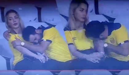 Maçtan çok onlar izlendi! Tribündeki çift sosyal medyada viral oldu...