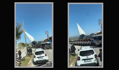 Çanakkale’de dehşet anı: Rüzgar gülü kanadı taşıyan tır devrildi