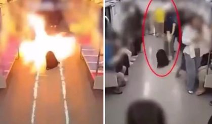 Güney Kore metrosunda kundaklama anı kamerada!