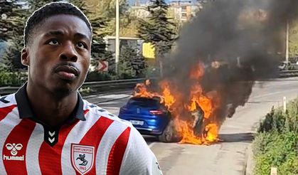 Samsunsporlu Musaba’nın aracı alev topuna döndü!