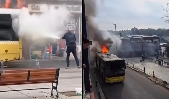 Beykoz’da İETT otobüsü alev alev yandı