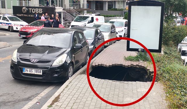 İnanılmaz olay! Şişli'de kaldırım çöktü, içine kadın düştü