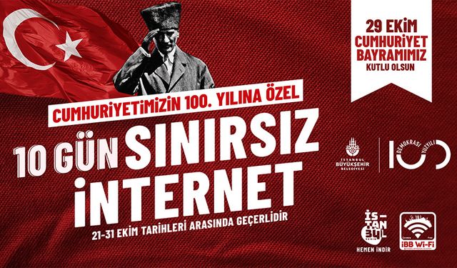 İBB’den 100. Yıla özel sınırsız internet