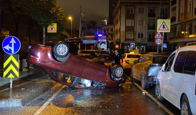 Şişli'de sürücü dehşeti! Araçlara vura vura takla attı