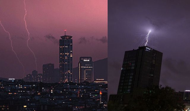 Yıldırımlar İstanbul'un gecesini gündüze çevirdi!