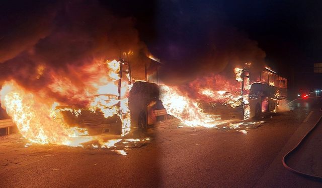 Yolcu otobüsü alev alev yandı! O anlar kamerada