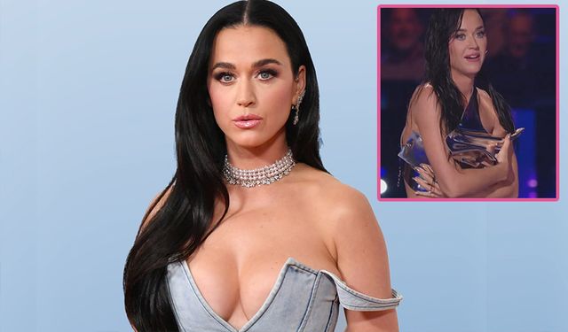 Canlı yayında kıyafeti koptu! Katy Perry'nin frikik mücadelesi