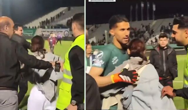 İran'da kadın taraftar, futbolcuya sarıldı! Ortalık karıştı