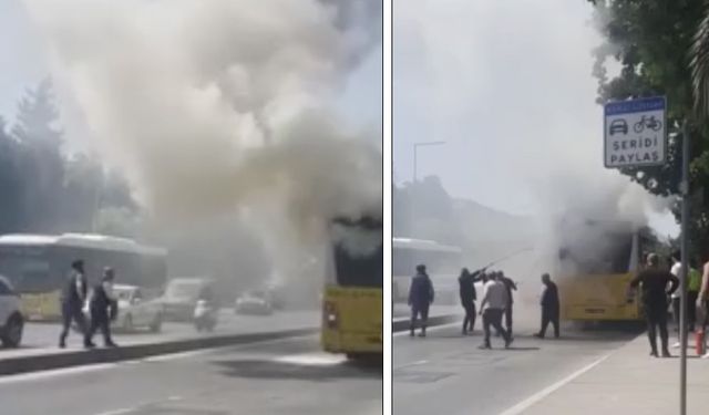 İETT otobüsü yandı! İstanbul’da hareketli dakikalar…