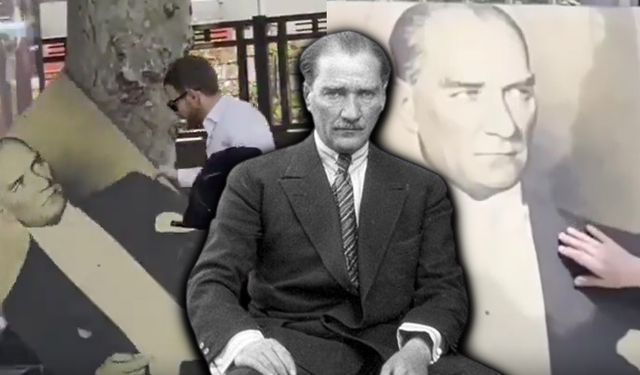 İstanbul'a Atatürk portresi bırakıldı, vatandaşların tepkisi göz doldurdu