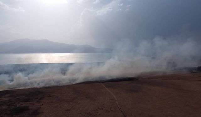 Eğirdir Gölü kıyısında korkutan yangın