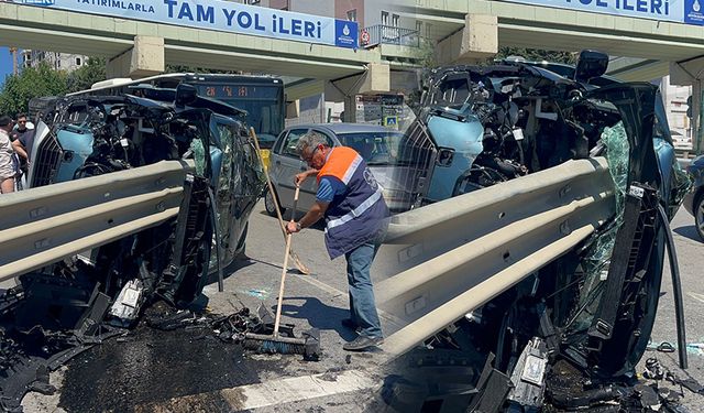 Pendik'te korkunç kaza: Araç bariyerler ok gibi saplandı