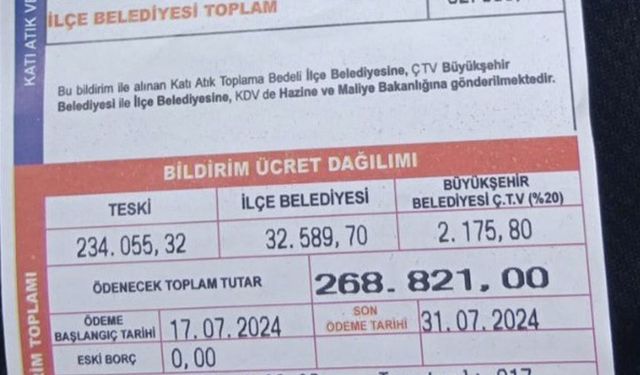 Faturayı görünce şok oldu: 268 bin lira su faturası geldi