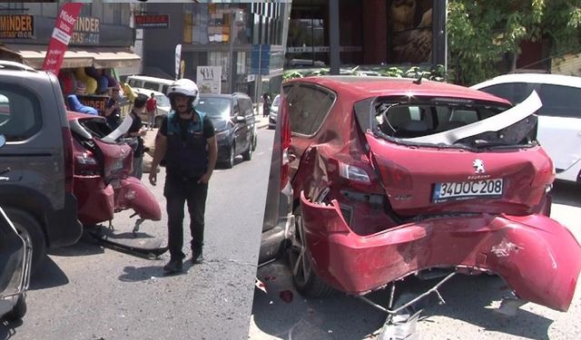 Ehliyetsiz sürücü makas atmayı öğreneyim derken, duran 3 arabaya çarptı!