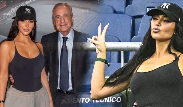 Kim Kardashian Real Madrid maçında: Herkes ona, o Florentino Perez'e hayran!